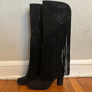 Jessica Simpson Rhinestone Western Fringe Boots